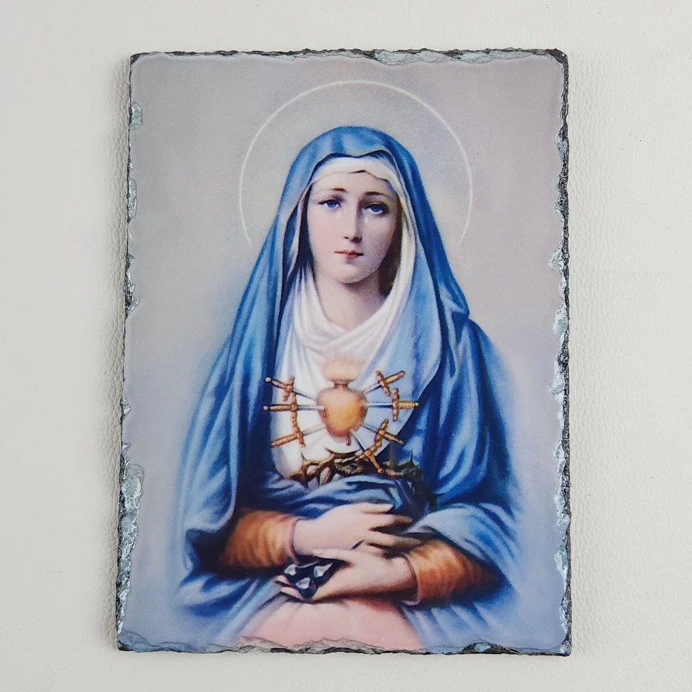 Our Lady of Sorrows Seven Sorrows of Mary Slate Plaque Conde Christian Decor